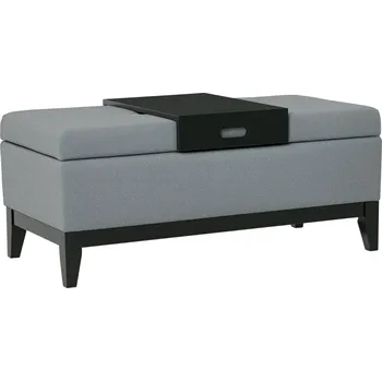 Taburet HOMCOM Lavice s úložným prostorem Čalouněný taburet 120 kg nosnost odnímatelná vanička Polyesterová pěna Béžová do předsíně a obývacího pokoje | Aosom.de