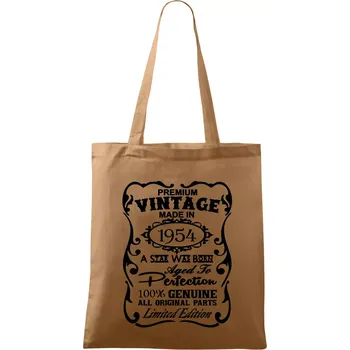 Nákupní taška Vintage Etiketa - 1954 - Taška bavlněná - 42 x 38 cm ( Cappuccino )