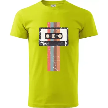 Retro kazeta - pruhy - Klasické pánské triko vyšší gramáže - 4XL ( Limetková )