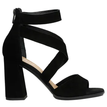 Dámské sandále Černé Kožené Dámské Sandály Na Podpatku V Elegantním Stylu Wojas 7605061 40