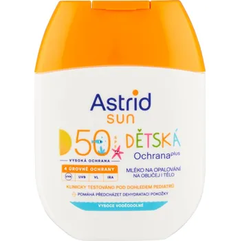 Přípravek na opalování Astrid Sun Dětská ochrana plus mléko na opalování na obličej i tělo SPF 50 60 ml