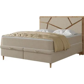 Postel Čalouněná postel s matracemi a úložným prostorem NAOMI 140x200 cm béžová