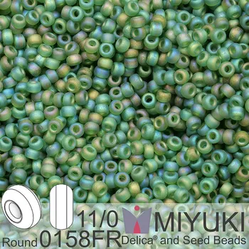 Korálek Korálky Miyuki Round 11/0. Barva 0158FR Matte Transparent Olive AB. Balení 5g.