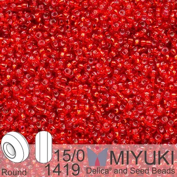 Korálek Korálky Miyuki Round 15/0. Barva 1419 Dyed S/L Red. Balení 5g.