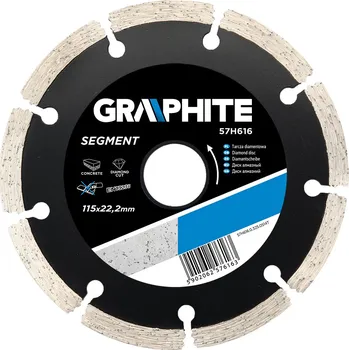 Řezný kotouč Graphite Diamantový kotouč, 115 22.2 mm, segmentový 57H616