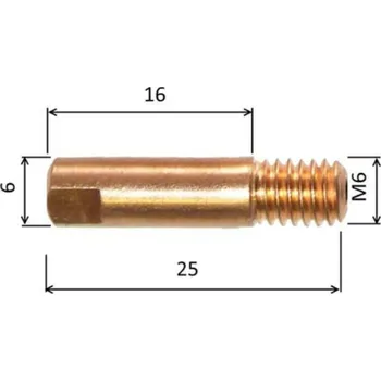 Stavební hořák Špička 0,8 M6x25mm E-Cu /140.D011/dlouhý závit