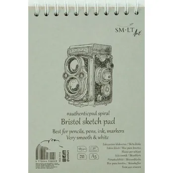 Blok SMLT_art SMLT art Blok Authentic, Bristol, A5, 30 listů, 185g/m2, spirála
