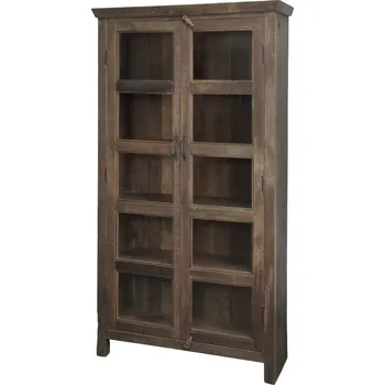 Komoda Hnědá antik dřevěná vitrína z recyklovaného dřeva Grimaud - 100*40*185 cm