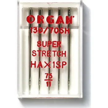 Jehla Organ 130/705H Super Stretch síla 75 kulatá špička, balení 5ks