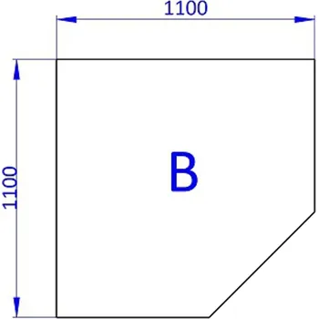 Krbová kamna Sklo pod kamna zkosený čtverec 110x110 tl. 8 mm