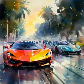 Látkový panel - Auto - AM-19 Velikost: 35x35cm, Materiál: Kočárkovina