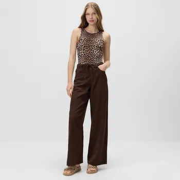 Dámské džíny Reserved - Džíny s širokými nohavicemi z lyocellu - hnědá - 583GE-88J - 583GE-88J-36