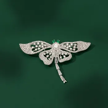 Brož Éternelle Luxusní brož s čirými Pavé zirkony - vážka B8070-E-166 Stříbrná