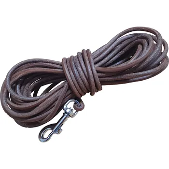 Vodítko pro psa BAFPET Stopovací šňůra z kulaté kůže Barva: Hnědá, Rozměr: 4mm x 8m 50045