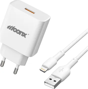 MOONX síťová nabíječka MC05 22,5 W 1x USB QC3.0 + Lightning kabel bílá