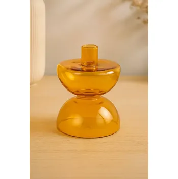 Svícen Present Time – Diabolo Candle Holder, Žlutý, M