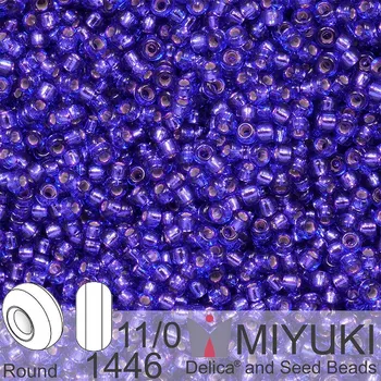 Korálek Korálky Miyuki Round 11/0. Barva 1446 Dyed Silverlined Red Violet. Balení 5g.