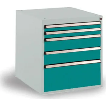 Manuflex SP1122.5021 Skříň zásuvek BASETEC stacionárně, Nutzhohe 500 mm s 5 přihrádkami, ve vodní modrá RAL 5021