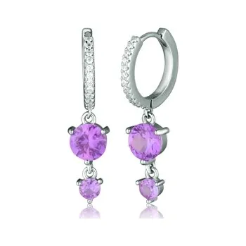 Náušnice Stříbrné visací náušnice s fialovými a čirými zirkony SVLE2837XH2F200