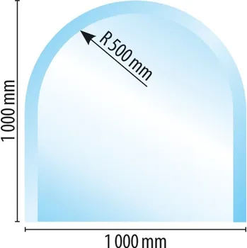 Krbová kamna Lienbacher Sklo pod kamna půloblouk 100x100 tl. 8 mm