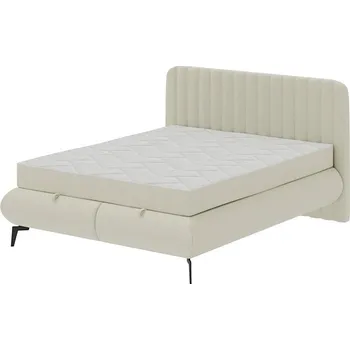 Postel Čalouněná postel s matracemi a úložným prostorem ALEXA 140x200 cm béžová