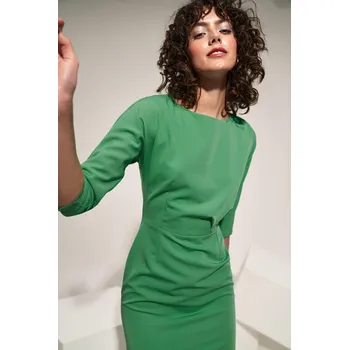 Dámské šaty Elegantní šaty s asymetrickým řasením NIFE Barva: Zelená, Velikost: XS