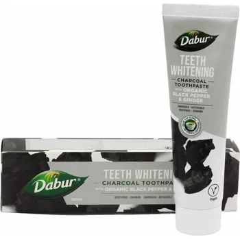 Dentální hygiena Dabur Teeth Whitening Charcoal - bělící zubní pasta bělicí s aktivním uhlím, pepřem a zázvorem, 100 ml