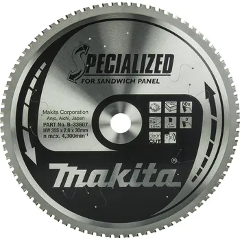 Příslušenství k nářadí MAKITA Kotouč pilový sendvičové panely SPECIALIZED 355x2.6x30mm 80Z