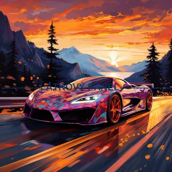 Látkový panel - Auto - AM-25 Velikost: 30x30cm, Materiál: Bavlna