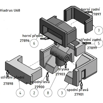Kotel VIADRUS ND U68/E68 6-9 čl. TVAROVKA - střední zadní 27899 27899