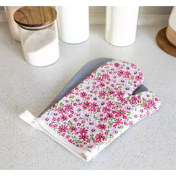 Chňapka Kuchyňské chňapky Květinky červené 2 ks