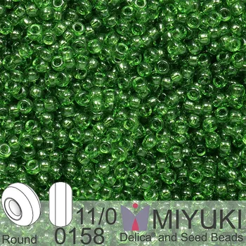 Korálek Korálky Miyuki Round 11/0. Barva 0158 Transparent Olive. Balení 5g.