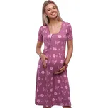 Tmavě malinová luxusní hedvábně jemná těhotenská i kojící košilka na zip s motýlky a květy 1D1613 vínová xl