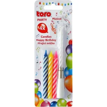 Dortová svíčka ZPÍVAJÍCÍ DORTOVÁ SVÍČKA "HAPPY BIRTHDAY"+4 SVÍČKY