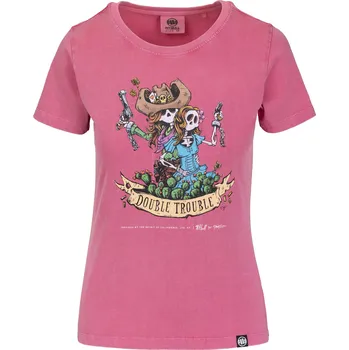 Dámské tričko PitBull West Coast - dámské triko DOUBLETROUBLE růžové XL