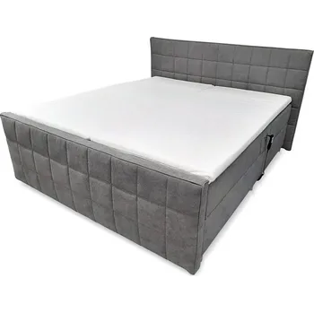 Postel Elektrická poloho. čalouněná postel s matracemi a topperem HELEN 180x200 cm šedá