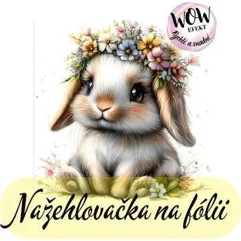 Nažehlovačky na fólii Nažehlovačka na fólii, KRÁLÍK s květinami 2, 9,8x9,9 cm /ks