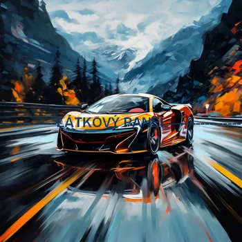 Látkový panel - Auto - AM-24 Velikost: 30x30cm, Materiál: Bavlna