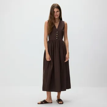 Dámské šaty Reserved - Midi šaty - tmavě hnědá - 715HF-89X - 715HF-89X-XXL