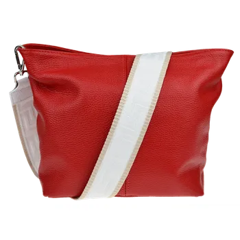 NovaKabelka.cz Kožená italská crossbody kabelka Prisca Rossa Chiaro s přídavným popruhem VIII