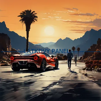 Látkový panel - Auto - AM-34 Velikost: 30x30cm, Materiál: Bavlna