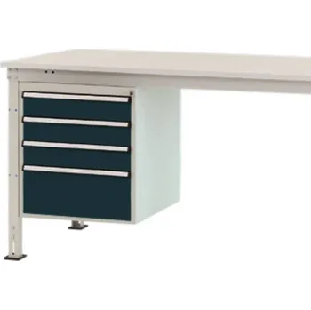 Dílenský stůl Manuflex ZB4814.7016 Vestavné pouzdro, Nutzhohe stacionárně 500 mm s 4 šuplíky. Pro stolní hloubka 1200 mm