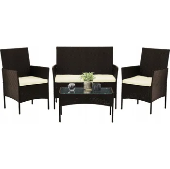 Zahradní sestava PROPER Nábytek zahradní 4 dílný s poduškami hnědý
