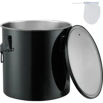 VEVOR kbelík na tuk do fritézy, nádoba na likvidaci oleje o objemu 8 galonů, nerezový kbelík na olej do fritézy, nerezový povlak, přepravní nádoba na olej s víkem, pojistné spony, filtrační sáček pro filtrování horkého oleje na vaření, černý