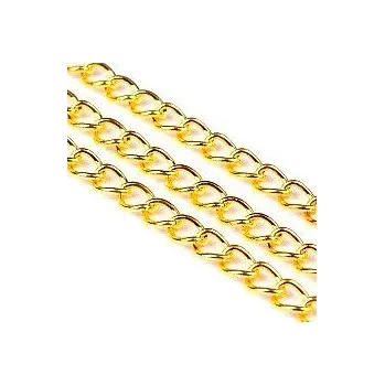 Řetízek Řetízek 5x3,5x0,8 mm, barva zlatá - 1m