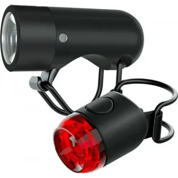 Cyklosvítilna světlo PLUG Twinpack USB přední+zadní černé