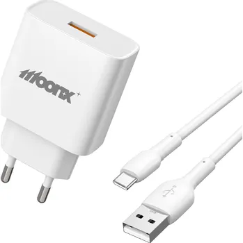 MOONX síťová nabíječka MC05 22,5 W 1x USB QC3.0 + kabel USB-C bílá