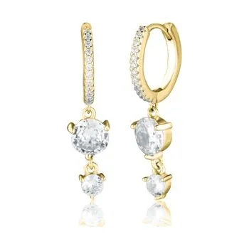 Náušnice Stříbrné zlacené visací náušnice s čirými zirkony SVLE2837XH2GO00