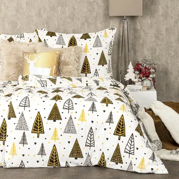 Povlečení 4Home Vánoční povlečení mikroflanel Nordic Tree, 140 x 220 cm, 70 x 90 cm, mix barev