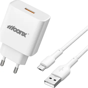 MOONX síťoví nabíječka MC05 22,5 W 1x USB QC3.0 + Micro kabel bílá